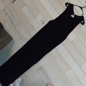 Black back slitted long dress
